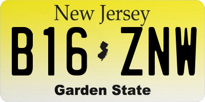 NJ license plate B16ZNW