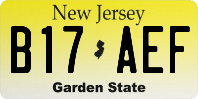 NJ license plate B17AEF