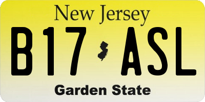 NJ license plate B17ASL