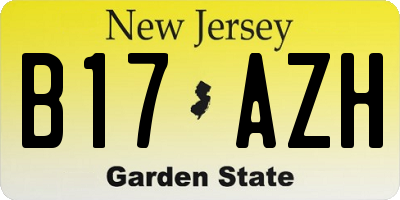 NJ license plate B17AZH