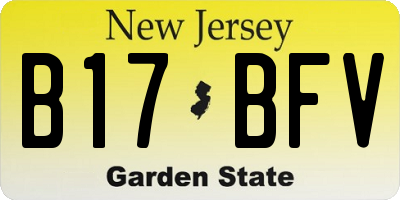 NJ license plate B17BFV