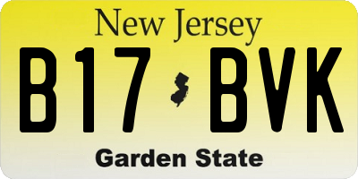 NJ license plate B17BVK