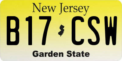 NJ license plate B17CSW