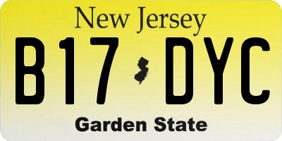 NJ license plate B17DYC