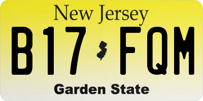 NJ license plate B17FQM