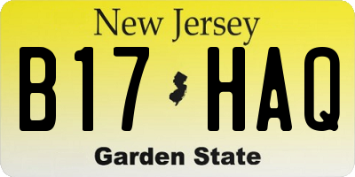NJ license plate B17HAQ
