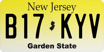NJ license plate B17KYV