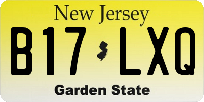 NJ license plate B17LXQ