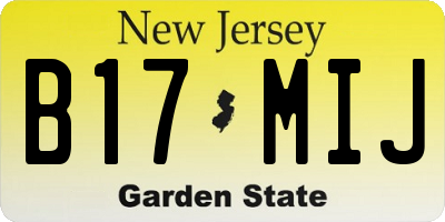 NJ license plate B17MIJ