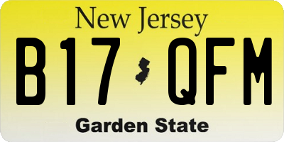 NJ license plate B17QFM