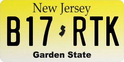 NJ license plate B17RTK
