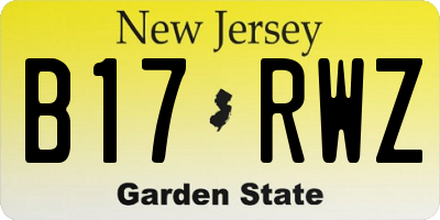 NJ license plate B17RWZ