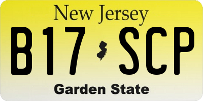NJ license plate B17SCP