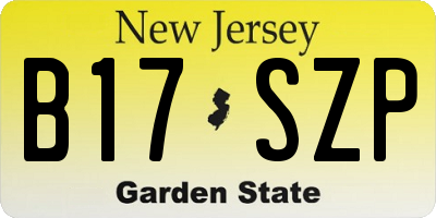 NJ license plate B17SZP