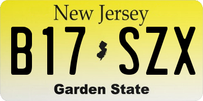 NJ license plate B17SZX