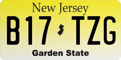 NJ license plate B17TZG