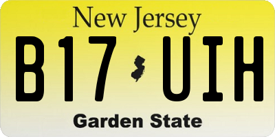 NJ license plate B17UIH
