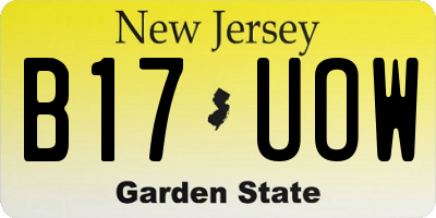 NJ license plate B17UOW