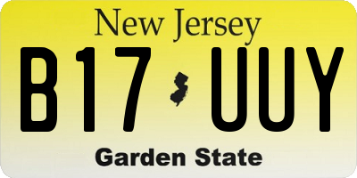 NJ license plate B17UUY