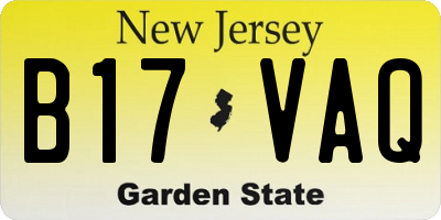 NJ license plate B17VAQ