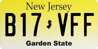 NJ license plate B17VFF