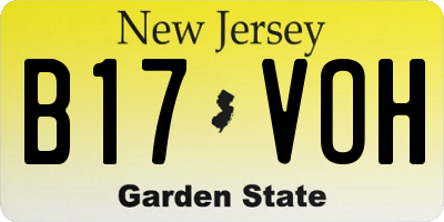 NJ license plate B17VOH