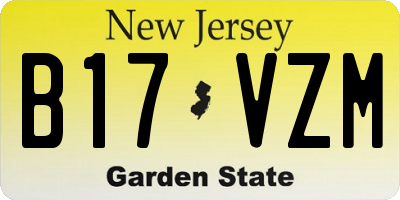 NJ license plate B17VZM