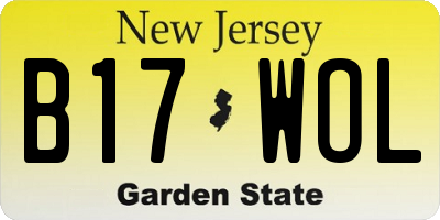 NJ license plate B17WOL