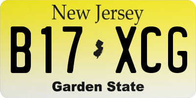 NJ license plate B17XCG