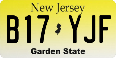 NJ license plate B17YJF