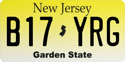 NJ license plate B17YRG