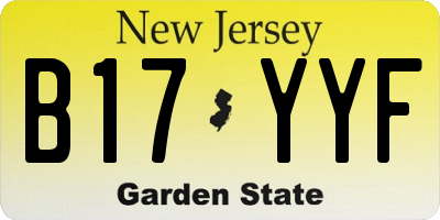 NJ license plate B17YYF