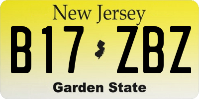 NJ license plate B17ZBZ