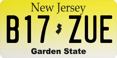 NJ license plate B17ZUE