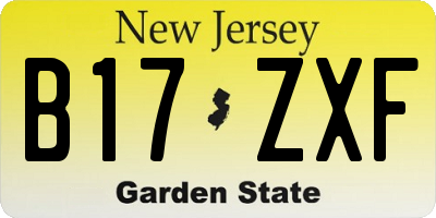 NJ license plate B17ZXF