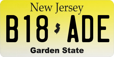 NJ license plate B18ADE