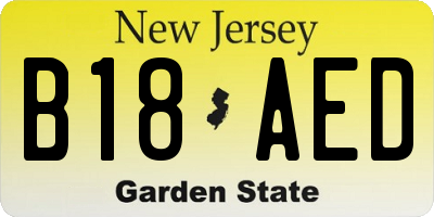 NJ license plate B18AED