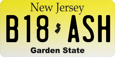 NJ license plate B18ASH