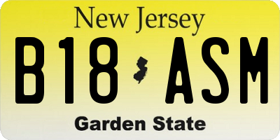 NJ license plate B18ASM