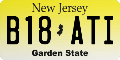NJ license plate B18ATI
