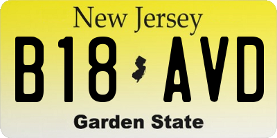 NJ license plate B18AVD