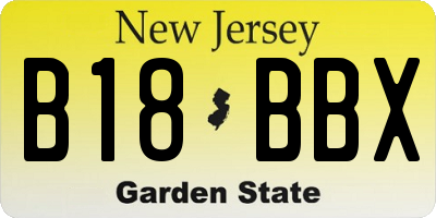NJ license plate B18BBX