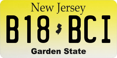 NJ license plate B18BCI