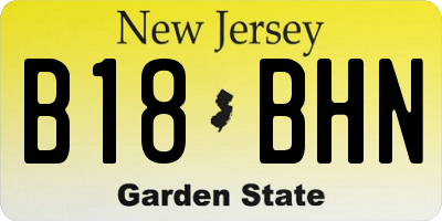 NJ license plate B18BHN