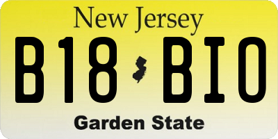 NJ license plate B18BIO