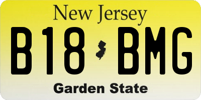 NJ license plate B18BMG