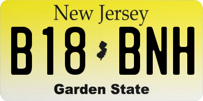 NJ license plate B18BNH