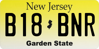 NJ license plate B18BNR