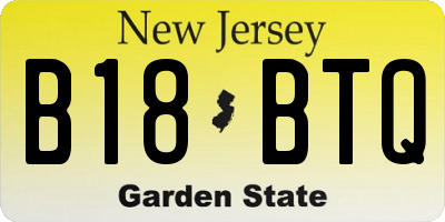 NJ license plate B18BTQ