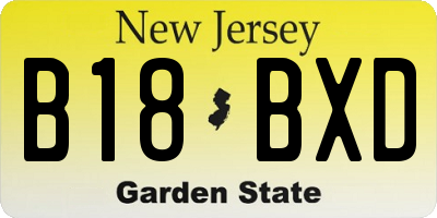 NJ license plate B18BXD